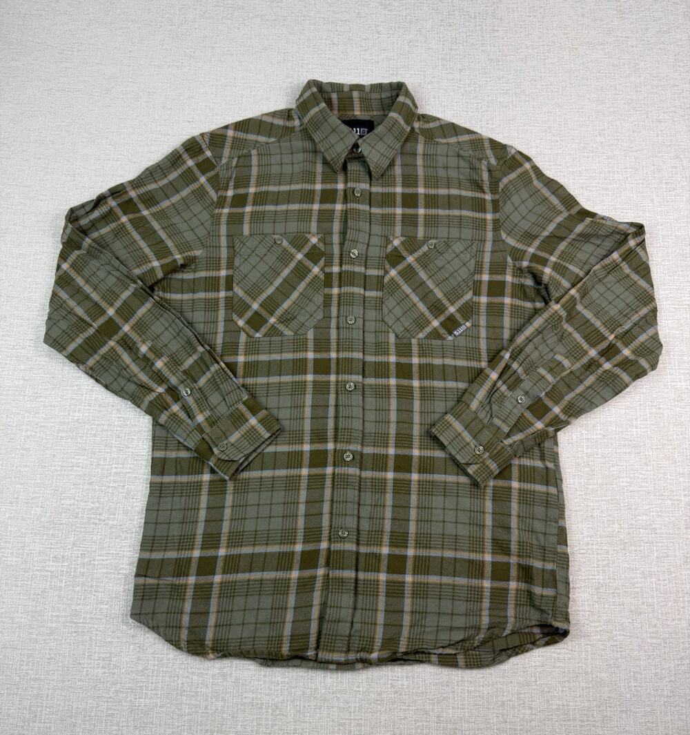 5.11 Tactical Flannel Shirt Men’s Medium Green Plaid Long Sleeve Cotton